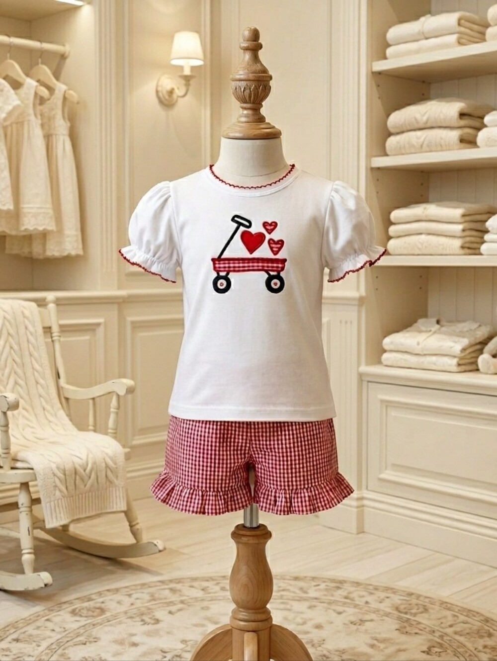 Petit Ami Heart Wagon Shirt & Short Set | Size 18M